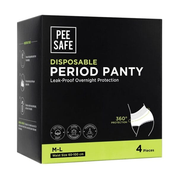 Pee Safe Disposable Period Panties for Women Leak Proof | M-L | Pack of 4 | 360° Protection | Overnight Comfort | Rash & Toxin Free | No Leakage | Seamless Fit | Period Panty for Heavy Flow White - Image 2