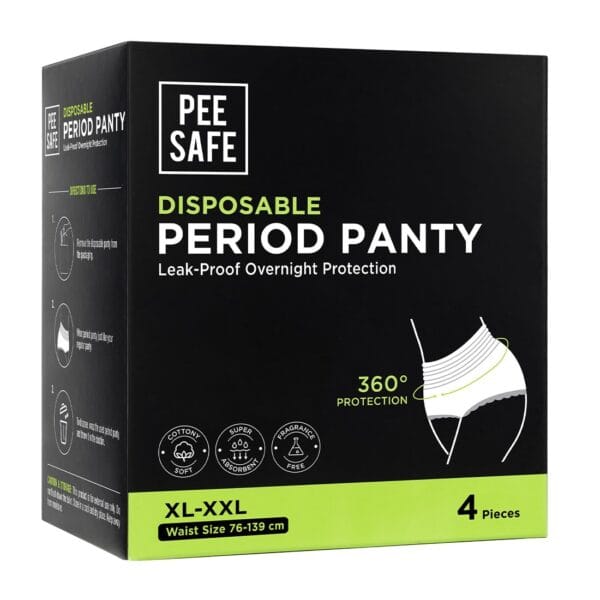 Pee Safe Disposable Period Panties for Women Leak Proof | XL-XXL | Pack of 4 | 360° Protection | Overnight Comfort | Rash & Toxin Free | No Leakage | Seamless Fit | Period Panty for Heavy Flow White - Image 2