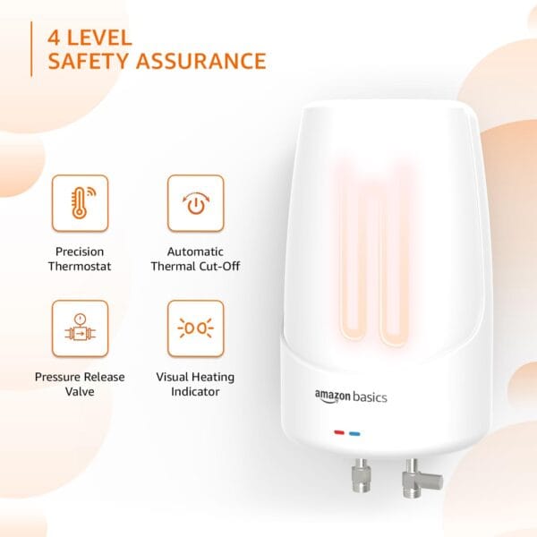 Amazon Basics Electric Instantaneous Water Heater I 3 litre I 3 KW I 1 Year Warranty I White I Vertical wall mounting - Image 9