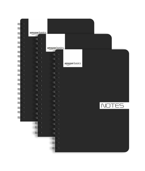 amazon basics College Spiral Notebook | A5 Size | 5.5" x 8.2" Blank Travel Writing Notebooks | 120 Pages Each | Ideal for Students, Office, Business, & Sketching | Set of 3 - Image 2