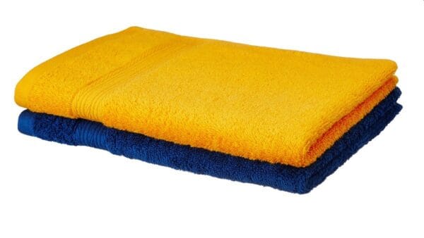 Amazon Brand - Solimo 100% Cotton 2 Piece Hand Towel Set, 500 GSM (Sunshine Yellow and Iris Blue) - Image 2