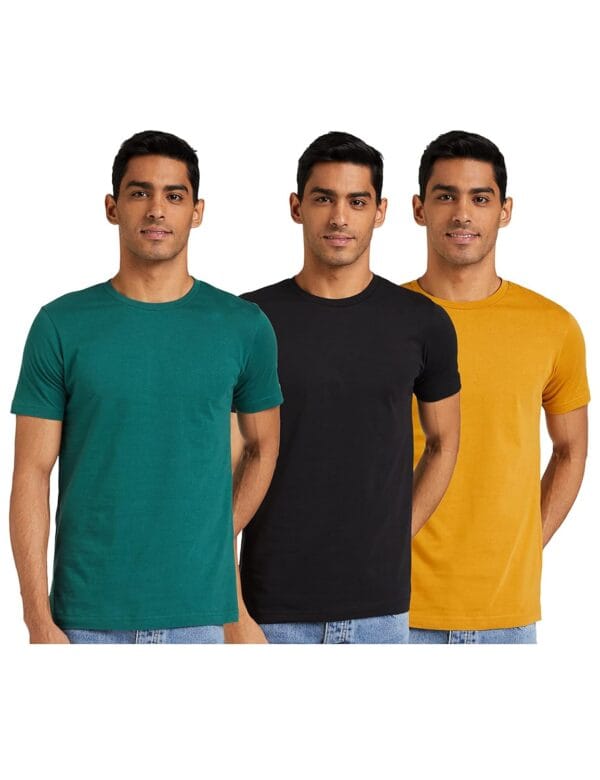 Amazon Brand - Symbol Men's Solid Cotton T Shirt | Plain | Round Neck | Half Sleeve-Regular Fit | Combo Pack of 3 (Available in Plus Size) - Image 2