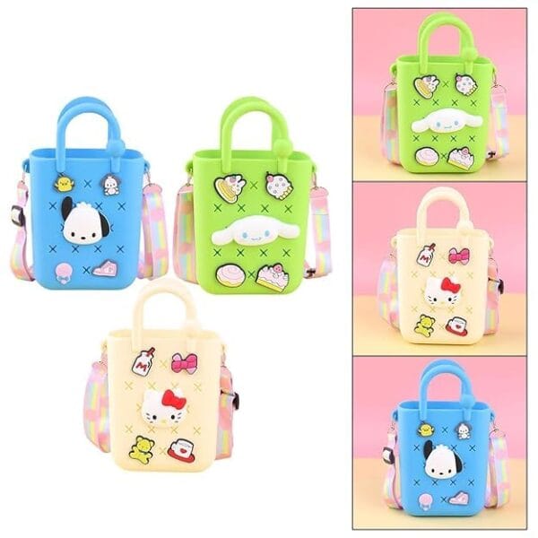 COUNTRYLINK Rubber Beach Bags Open Tote Bag Bright Color with Charms DIY Beach Holes Bag (Multicolor)(1 Pcs Only) - Image 2