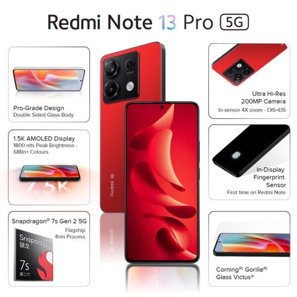 Redmi Note 13 pro 5g Scarlet red 8gb 256gb - Image 3