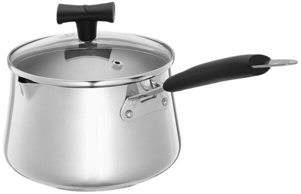 Amazon Brand - Solimo Stainless Steel T Pan with Glass Lid & Induction Base, 1.5 Litre - Image 2