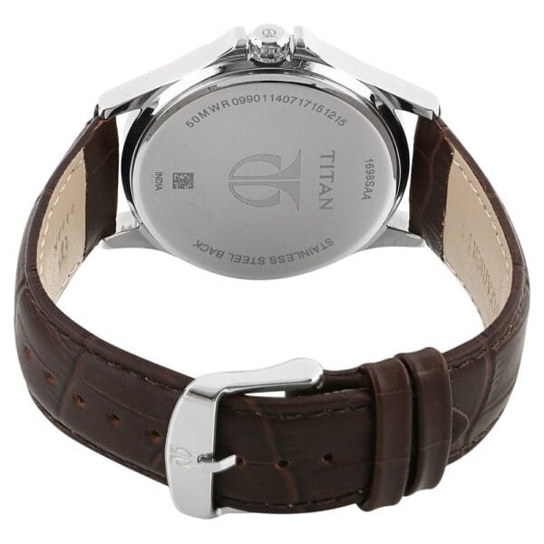 Titan Stainless Steel Analog Silver Dial Men's Watch-Nl1698Sl01/Np1698Sl01, Band Color:Brown - Image 6