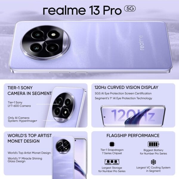 realme 13 Pro 5G (Monet Purple,8GB+256GB) - Image 7