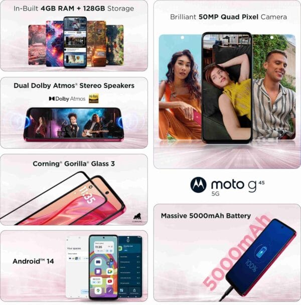 Motorola G45 5G (Viva Magenta, 8GB RAM, 128GB Storage) - Image 4