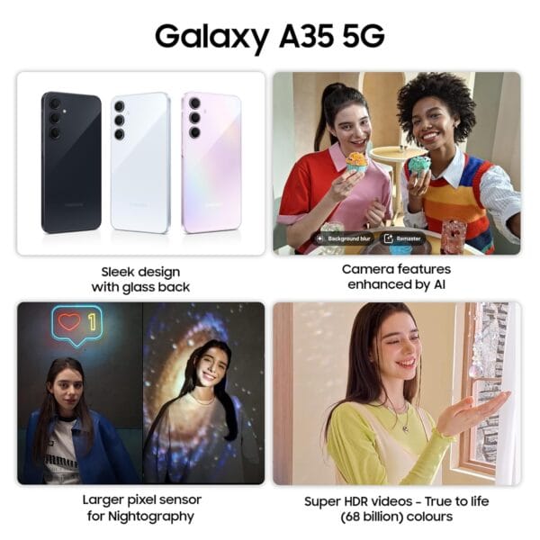 Samsung Galaxy A35 5G (Awesome Iceblue, 8GB RAM, 128GB Storage) | Premium Glass Back | 50 MP Main Camera (OIS) | Nightography | IP67 | Corning Gorilla Glass Victus+ | sAMOLED with Vision Booster - Image 4