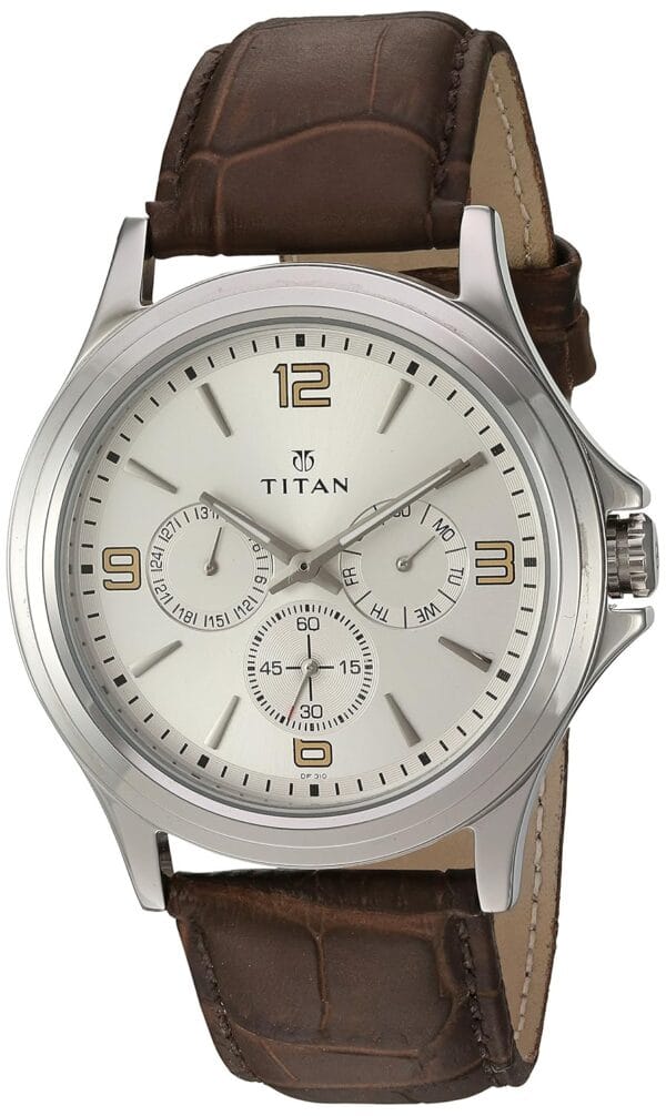 Titan Stainless Steel Analog Silver Dial Men's Watch-Nl1698Sl01/Np1698Sl01, Band Color:Brown - Image 2