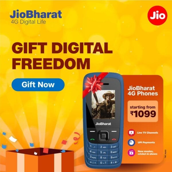 JioBharat V4 4G Phone with JioTV, JioHotstar, UPI, JioSoundPay,JioSaavn, Long Lasting Battery, LED Torch, Digital Camera | Blue | Locked for JioNetwork - Image 3