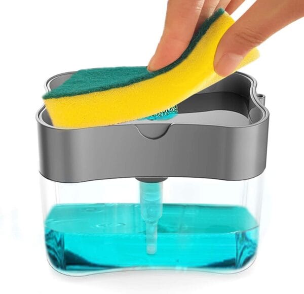 Antson 2 in 1 Soap Dispenser for Dishwasher Liquid, Liquid Dispenser Pump with Sponge Holder Kitchen Sink Dish Soap Dispenser for Kitchen - Image 2
