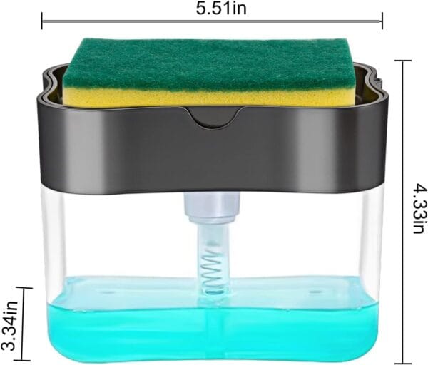 Antson 2 in 1 Soap Dispenser for Dishwasher Liquid, Liquid Dispenser Pump with Sponge Holder Kitchen Sink Dish Soap Dispenser for Kitchen - Image 5