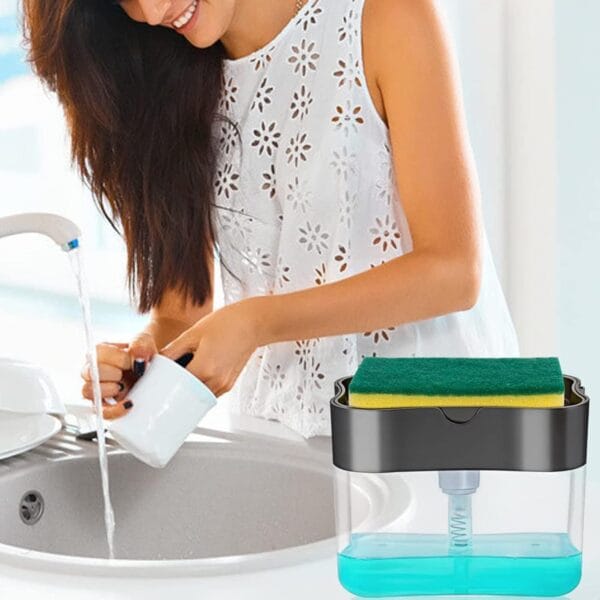Antson 2 in 1 Soap Dispenser for Dishwasher Liquid, Liquid Dispenser Pump with Sponge Holder Kitchen Sink Dish Soap Dispenser for Kitchen - Image 6