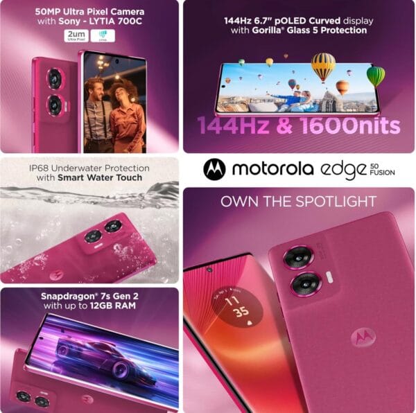 Motorola Edge 50 Fusion 5G (Hot Pink, 8GB RAM, 128GB Storage) - Image 3
